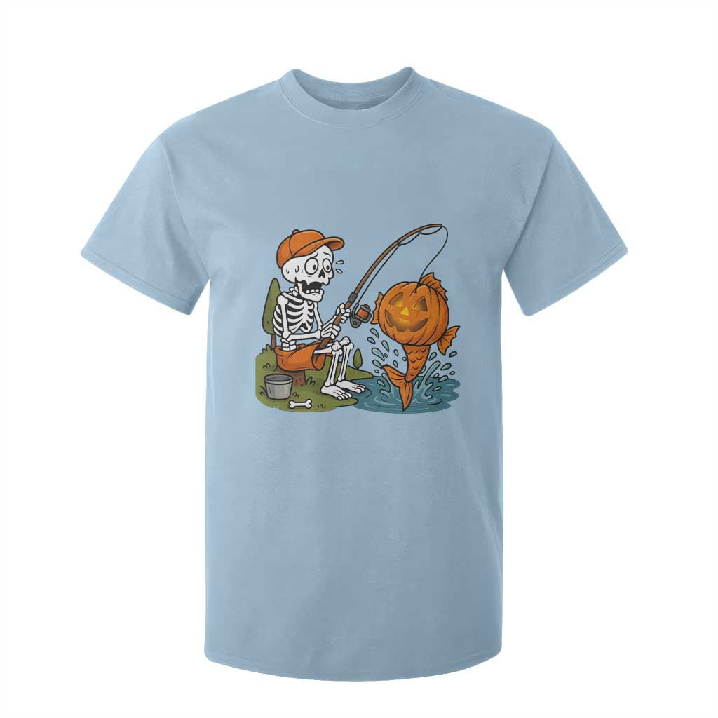 Halloween Fishing Lover T Shirt For Kid Skeleton Humor Gift TS12 Light Blue Print Your Wear
