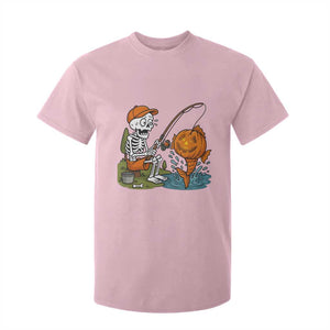 Halloween Fishing Lover T Shirt For Kid Skeleton Humor Gift TS12 Light Pink Print Your Wear