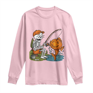 Halloween Fishing Lover Long Sleeve Shirt Skeleton Humor Gift TS12 Light Pink Print Your Wear
