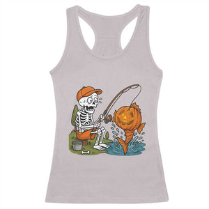 Halloween Fishing Lover Racerback Tank Top Skeleton Humor Gift TS12 Ice Gray Print Your Wear