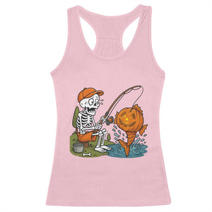 Halloween Fishing Lover Racerback Tank Top Skeleton Humor Gift TS12 Light Pink Print Your Wear