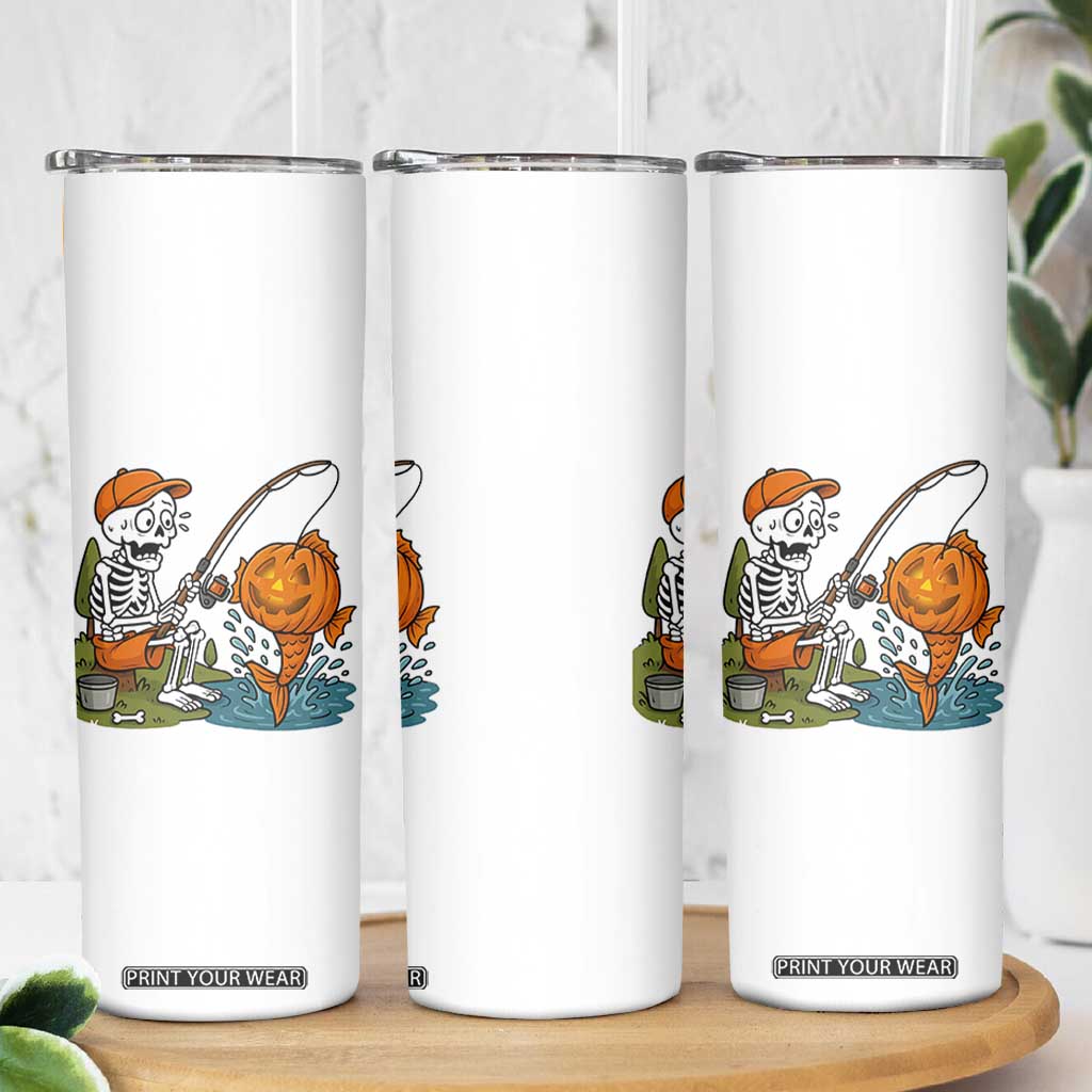 Halloween Fishing Lover Skinny Tumbler Skeleton Humor Gift TS12 Print Your Wear