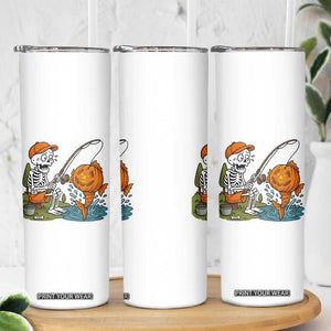 Halloween Fishing Lover Skinny Tumbler Skeleton Humor Gift TS12 Print Your Wear