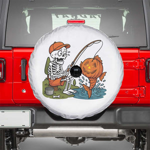 Halloween Fishing Lover Spare Tire Cover Skeleton Humor Gift TS12 White Print Your Wear