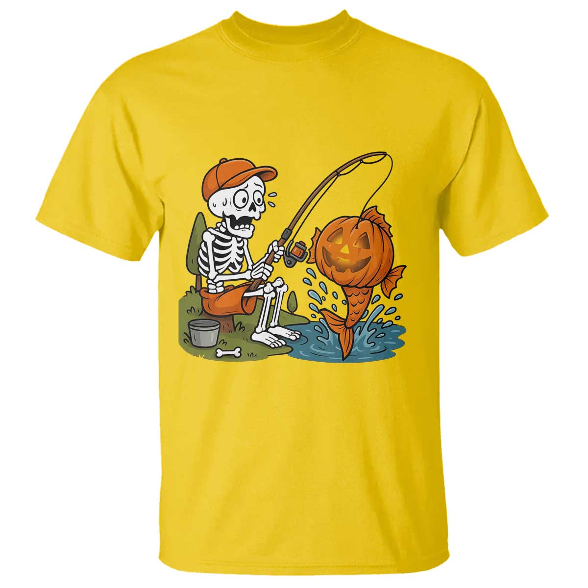 Halloween Fishing Lover T Shirt Skeleton Humor Gift TS12 Daisy Print Your Wear