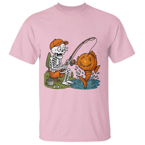 Halloween Fishing Lover T Shirt Skeleton Humor Gift TS12 Light Pink Print Your Wear