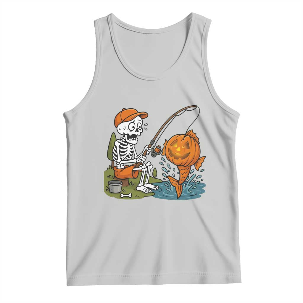 Halloween Fishing Lover Tank Top Skeleton Humor Gift TS12 Ash Print Your Wear