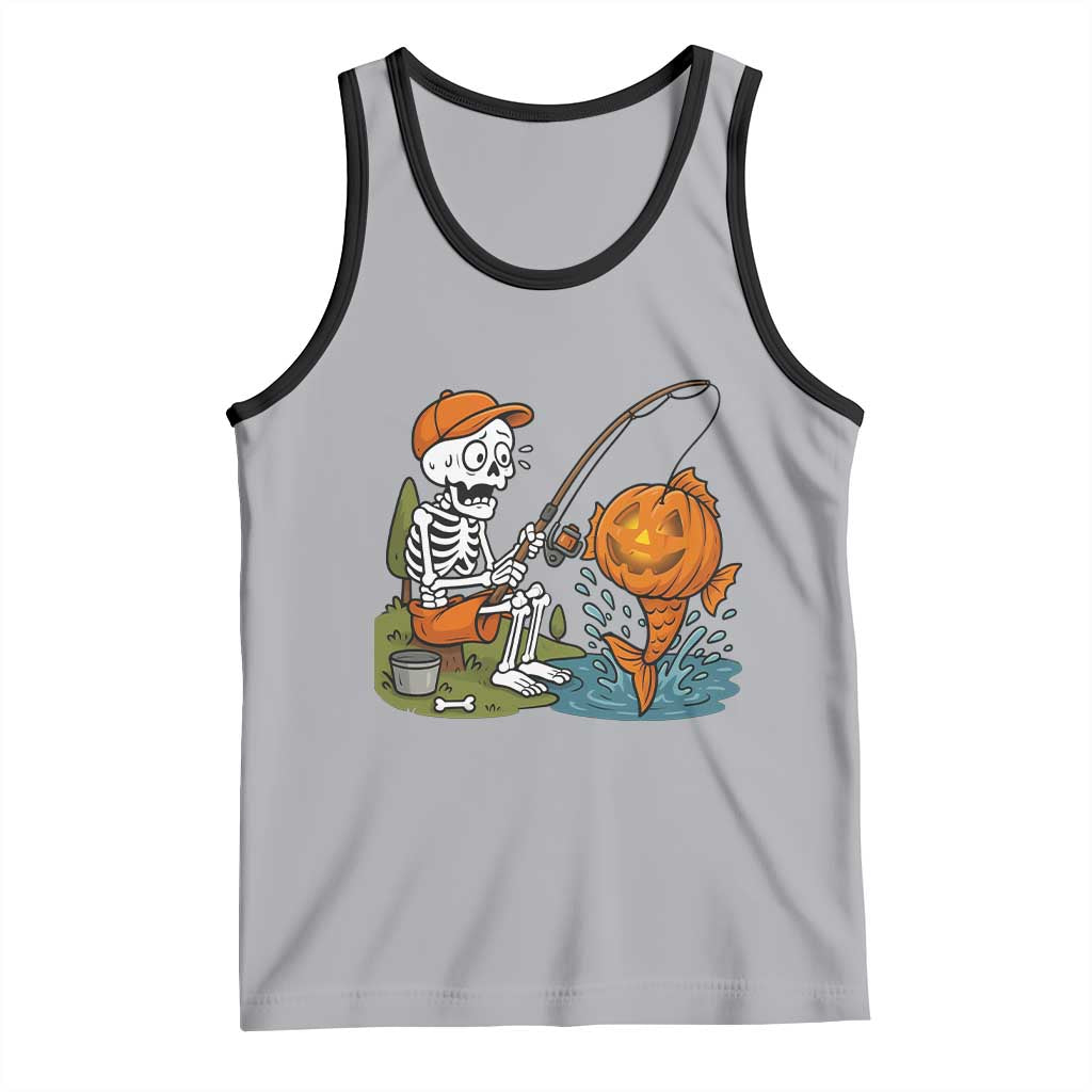 Halloween Fishing Lover Tank Top Skeleton Humor Gift TS12 Athletic Heather Black Print Your Wear