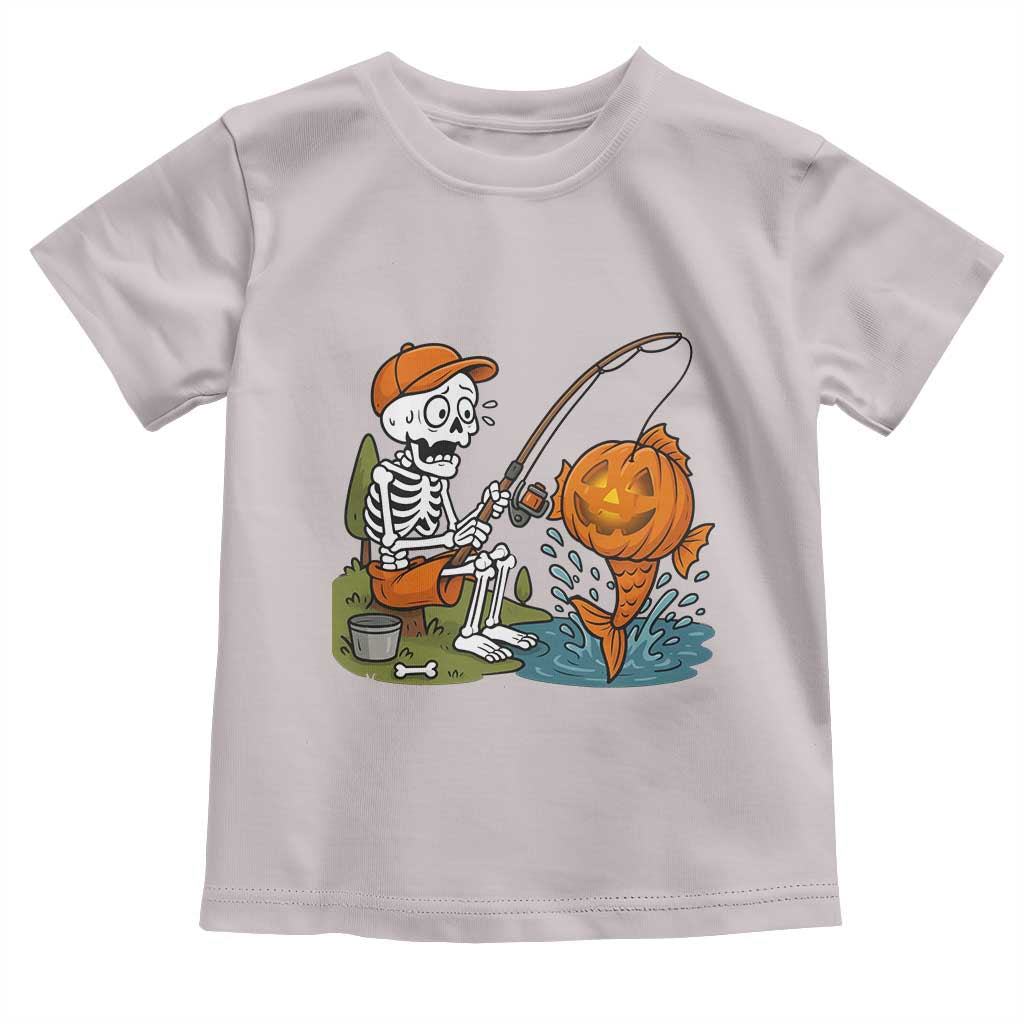 Halloween Fishing Lover Toddler T Shirt Skeleton Humor Gift TS12 Ice Gray Print Your Wear