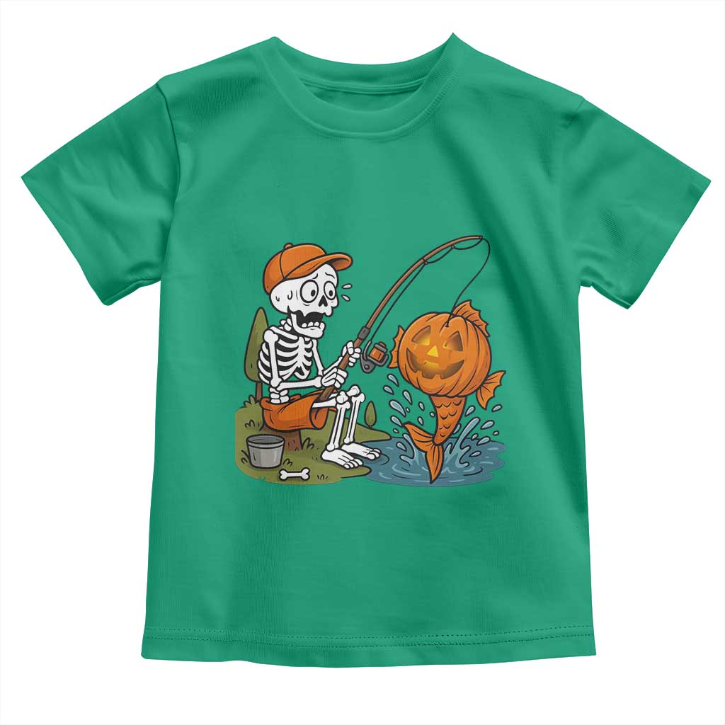 Halloween Fishing Lover Toddler T Shirt Skeleton Humor Gift TS12 Irish Green Print Your Wear