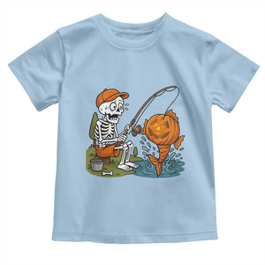 Halloween Fishing Lover Toddler T Shirt Skeleton Humor Gift TS12 Light Blue Print Your Wear