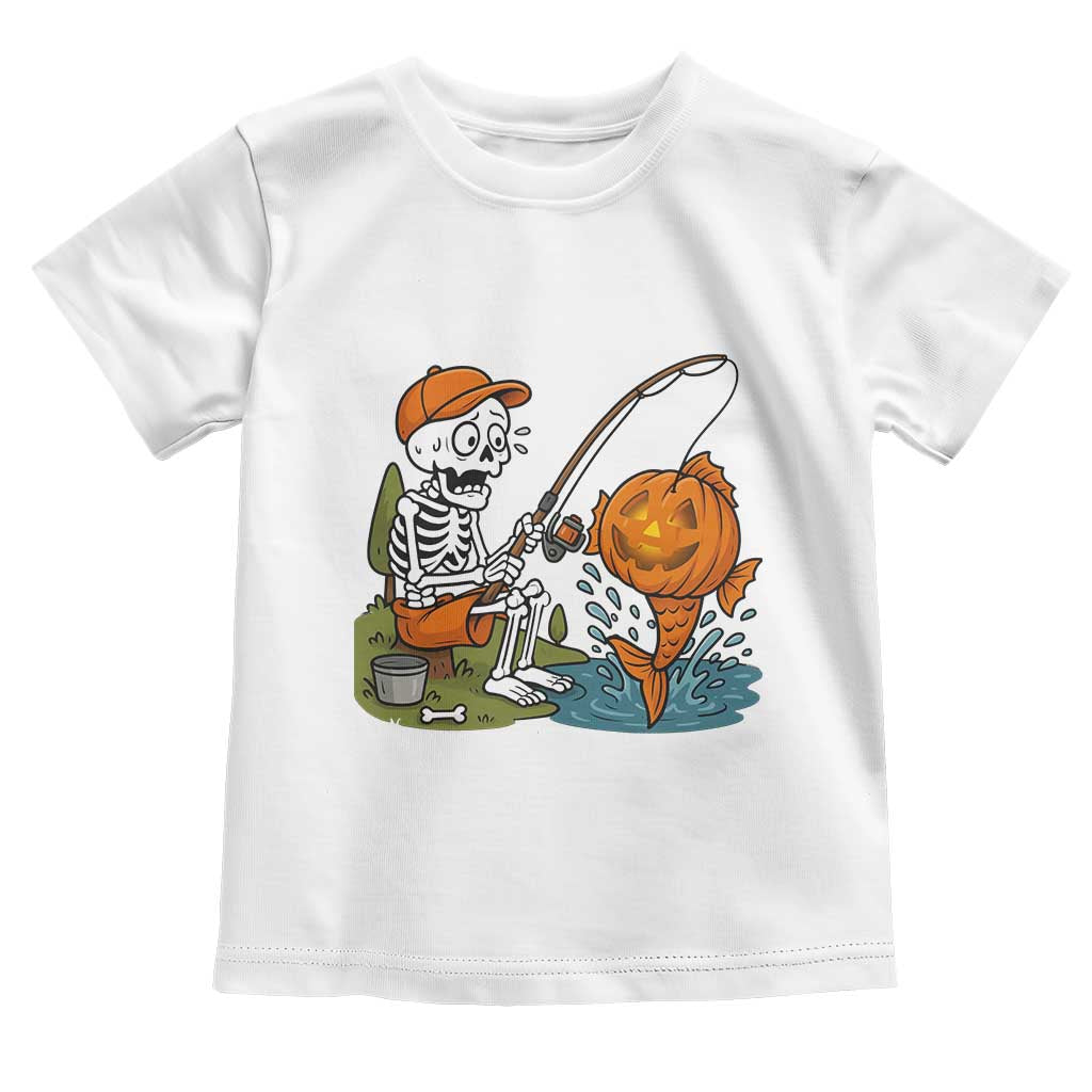 Halloween Fishing Lover Toddler T Shirt Skeleton Humor Gift TS12 White Print Your Wear