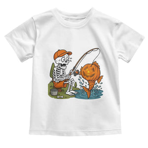 Halloween Fishing Lover Toddler T Shirt Skeleton Humor Gift TS12 White Print Your Wear