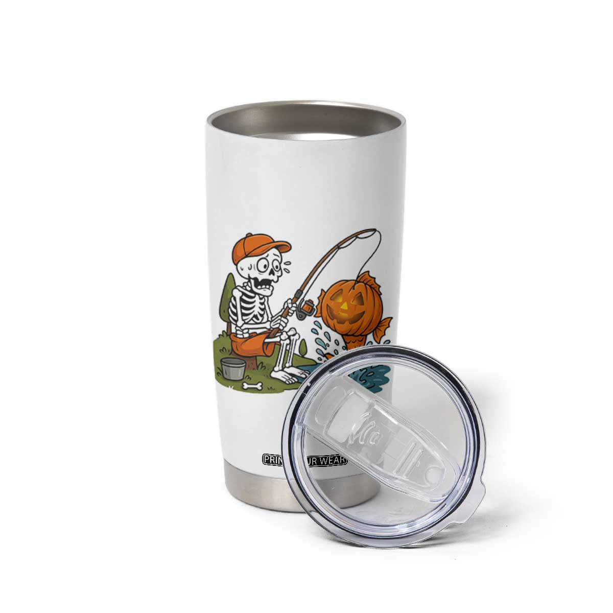Halloween Fishing Lover Tumbler Cup Skeleton Humor Gift TS12 Print Your Wear