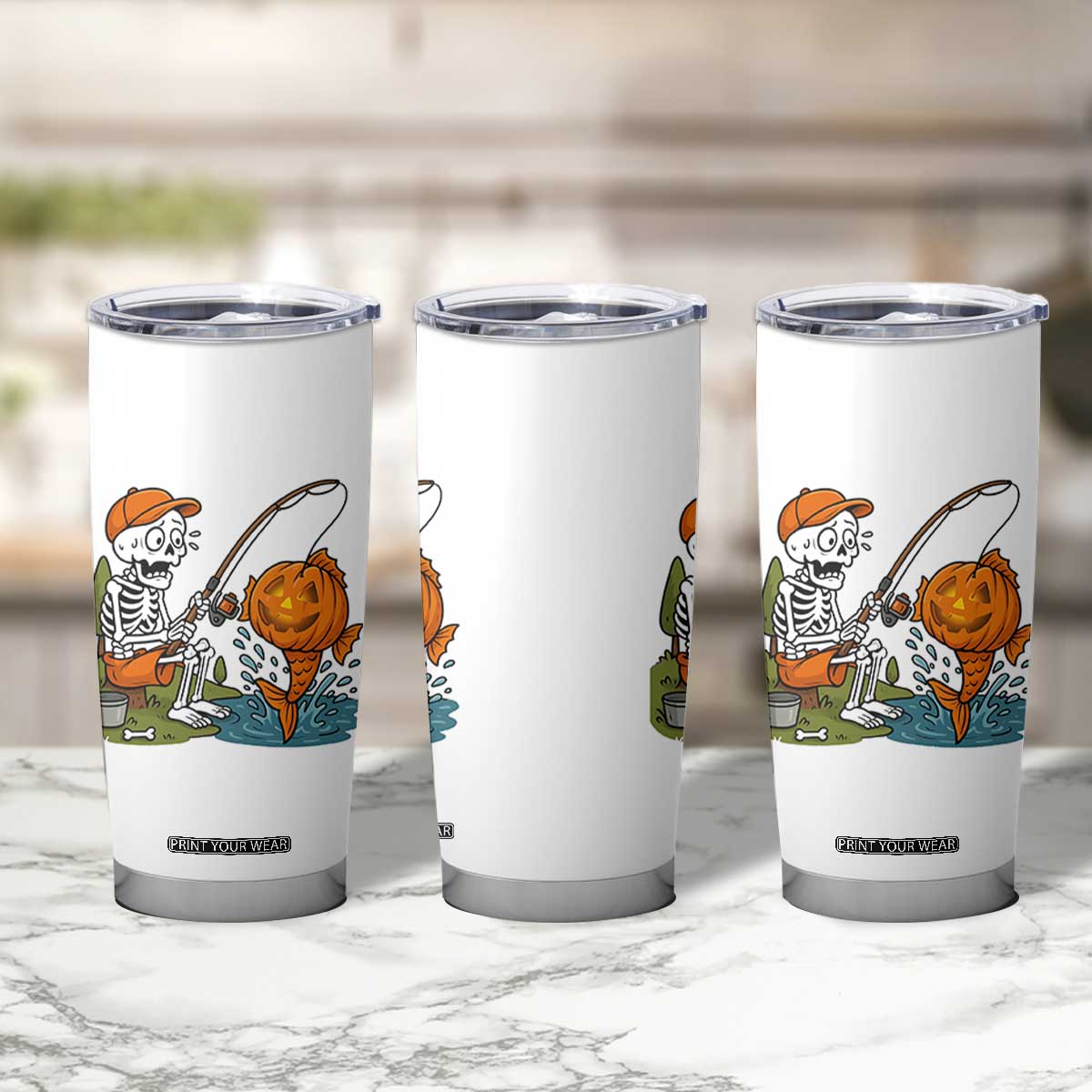 Halloween Fishing Lover Tumbler Cup Skeleton Humor Gift TS12 Print Your Wear
