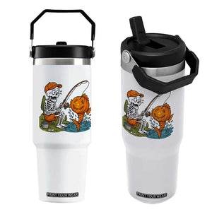 Halloween Fishing Lover Flip Straw Tumbler Skeleton Humor Gift TS12 One Size: 30 oz White Print Your Wear