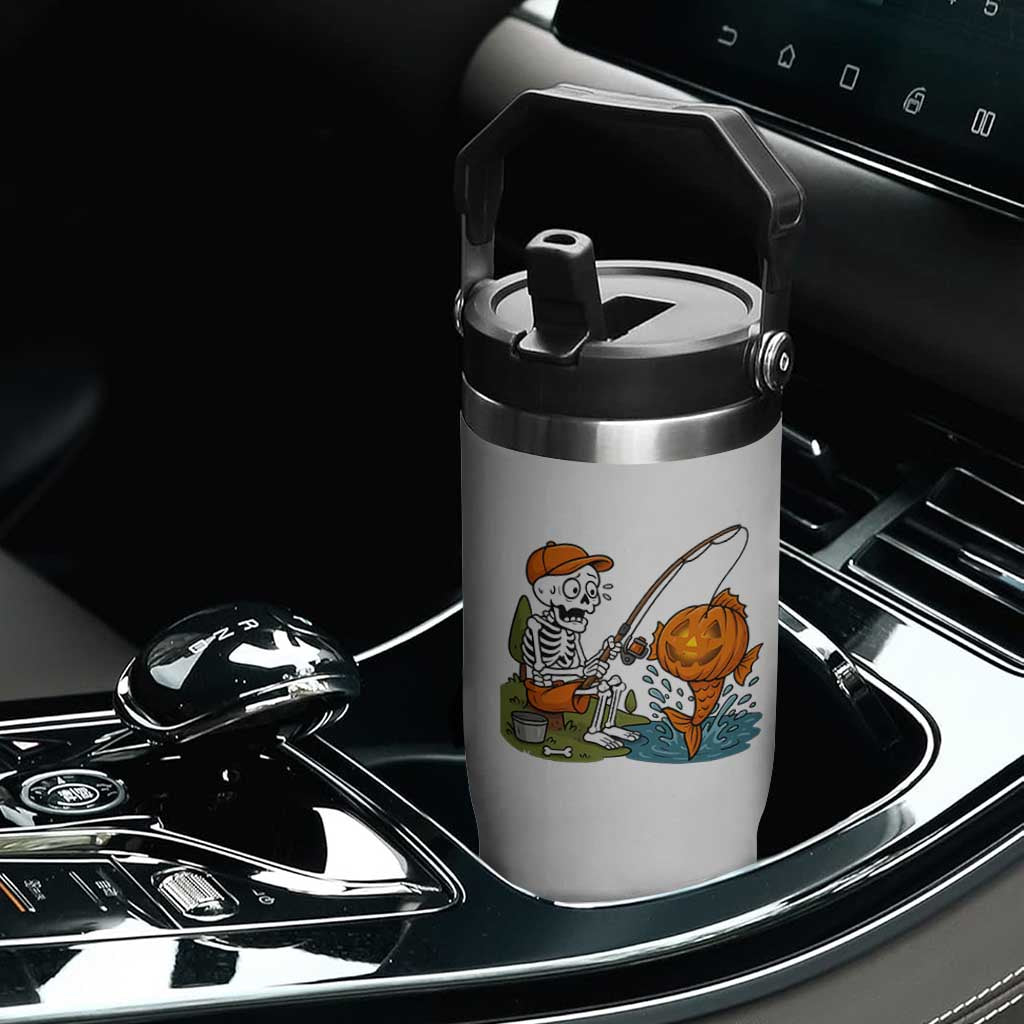 Halloween Fishing Lover Flip Straw Tumbler Skeleton Humor Gift TS12 Print Your Wear
