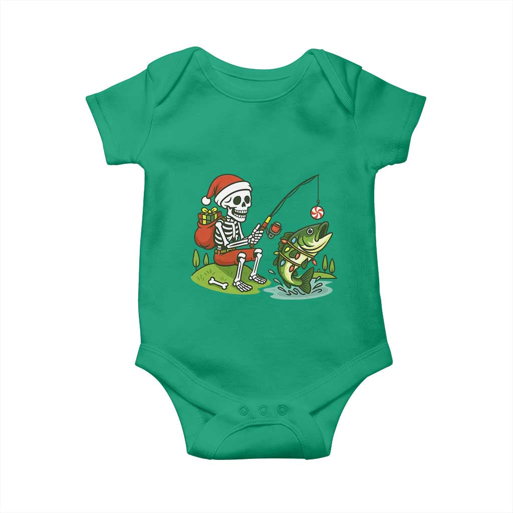 Christmas Skeleton Fishing Baby Onesie Funny Holiday Gift TS12 Irish Green Print Your Wear