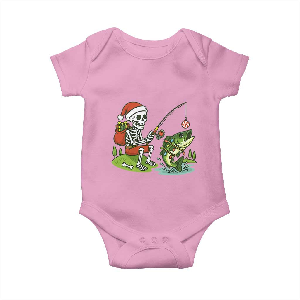 Christmas Skeleton Fishing Baby Onesie Funny Holiday Gift TS12 Light Pink Print Your Wear