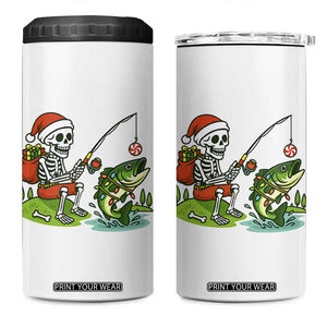 Christmas Skeleton Fishing 4 in 1 Can Cooler Tumbler Funny Holiday Gift TS12 One Size: 16 oz White Print Your Wear