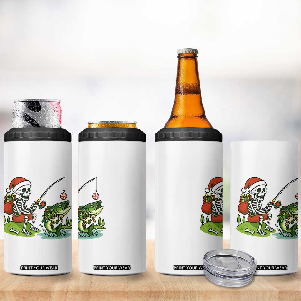 Christmas Skeleton Fishing 4 in 1 Can Cooler Tumbler Funny Holiday Gift TS12 Print Your Wear