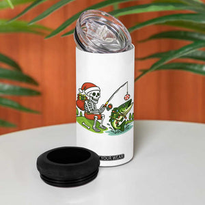 Christmas Skeleton Fishing 4 in 1 Can Cooler Tumbler Funny Holiday Gift TS12 Print Your Wear