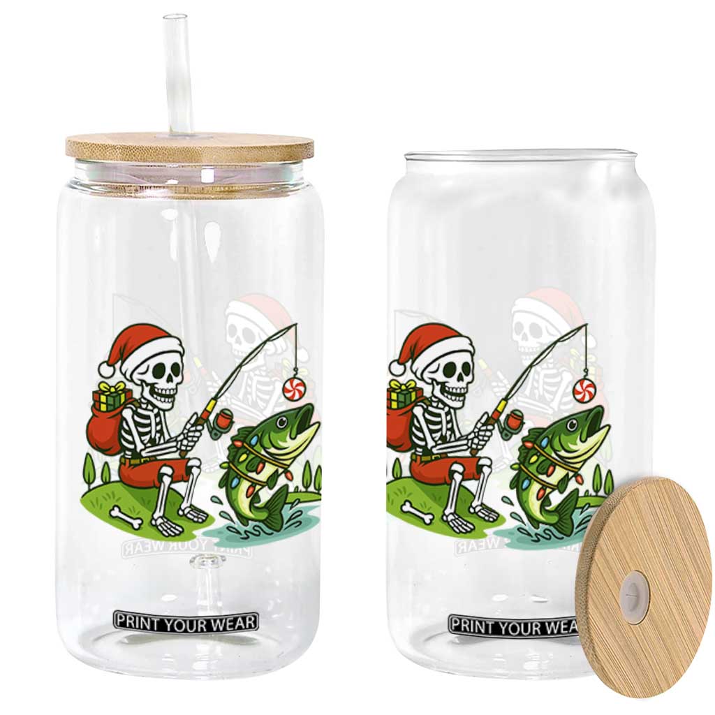 Christmas Skeleton Fishing Glass Can Funny Holiday Gift TS12 Print Your Wear