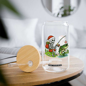 Christmas Skeleton Fishing Glass Can Funny Holiday Gift TS12 Print Your Wear