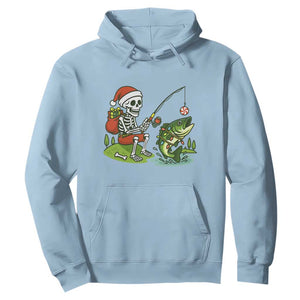 Christmas Skeleton Fishing Hoodie Funny Holiday Gift TS12 Light Blue Print Your Wear