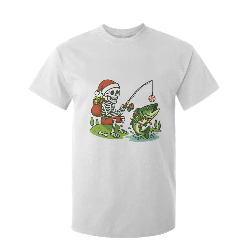 Christmas Skeleton Fishing T Shirt For Kid Funny Holiday Gift TS12 White Print Your Wear