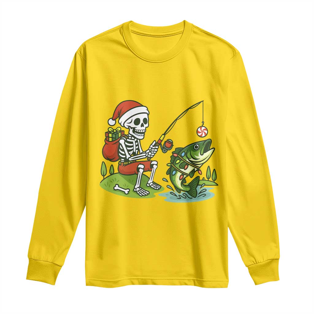 Christmas Skeleton Fishing Long Sleeve Shirt Funny Holiday Gift TS12 Daisy Print Your Wear