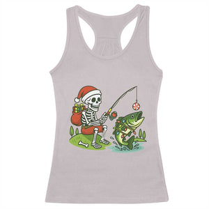 Christmas Skeleton Fishing Racerback Tank Top Funny Holiday Gift TS12 Ice Gray Print Your Wear