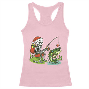 Christmas Skeleton Fishing Racerback Tank Top Funny Holiday Gift TS12 Light Pink Print Your Wear