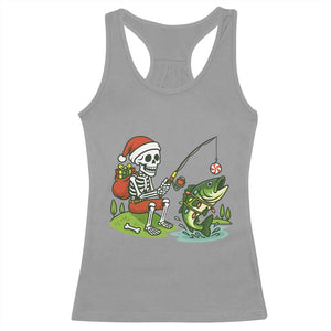 Christmas Skeleton Fishing Racerback Tank Top Funny Holiday Gift TS12 Sport Gray Print Your Wear
