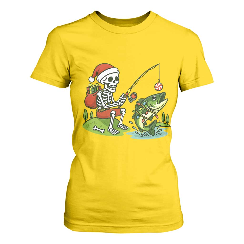 Christmas Skeleton Fishing T Shirt For Women Funny Holiday Gift TS12 Daisy Print Your Wear