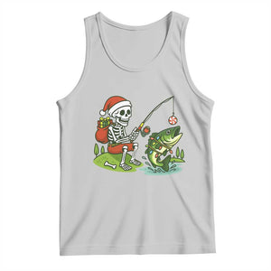 Christmas Skeleton Fishing Tank Top Funny Holiday Gift TS12 Ash Print Your Wear