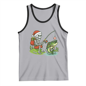 Christmas Skeleton Fishing Tank Top Funny Holiday Gift TS12 Athletic Heather Black Print Your Wear