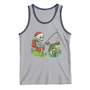 Christmas Skeleton Fishing Tank Top Funny Holiday Gift TS12 Athletic Heather Navy Print Your Wear