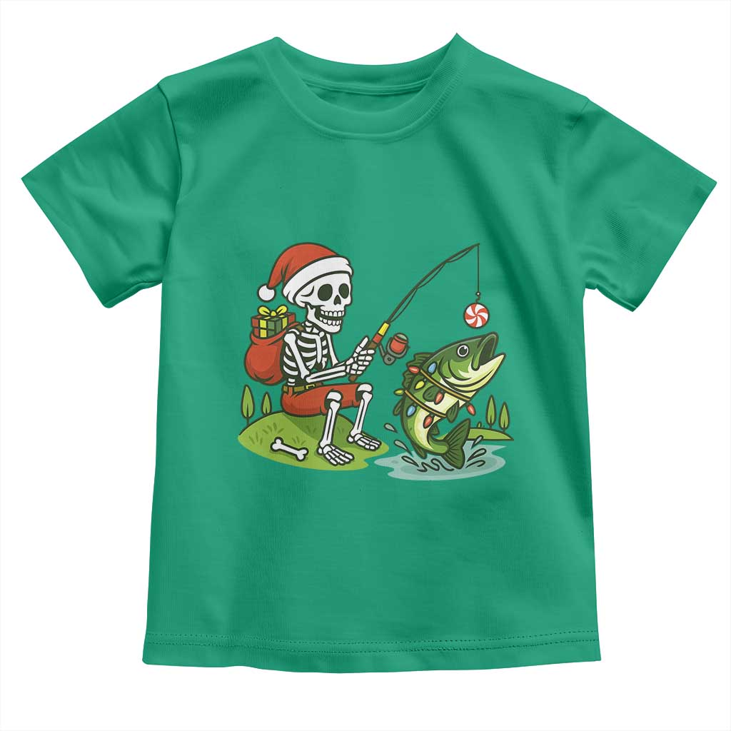 Christmas Skeleton Fishing Toddler T Shirt Funny Holiday Gift TS12 Irish Green Print Your Wear