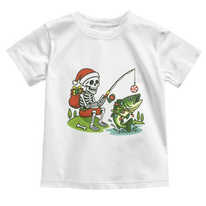 Christmas Skeleton Fishing Toddler T Shirt Funny Holiday Gift TS12 White Print Your Wear