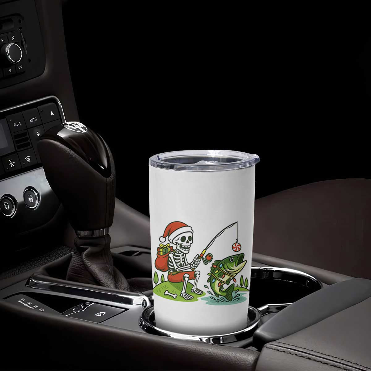 Christmas Skeleton Fishing Tumbler Cup Funny Holiday Gift TS12 Print Your Wear