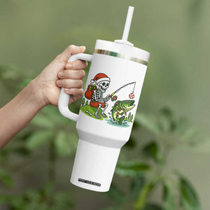 Christmas Skeleton Fishing Tumbler With Handle Funny Holiday Gift TS12 Print Your Wear