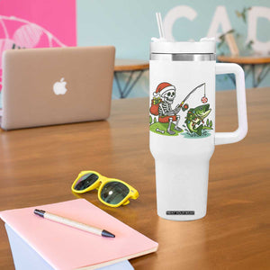 Christmas Skeleton Fishing Tumbler With Handle Funny Holiday Gift TS12 Print Your Wear