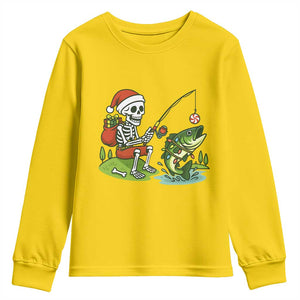 Christmas Skeleton Fishing Youth Sweatshirt Funny Holiday Gift TS12 Daisy Print Your Wear