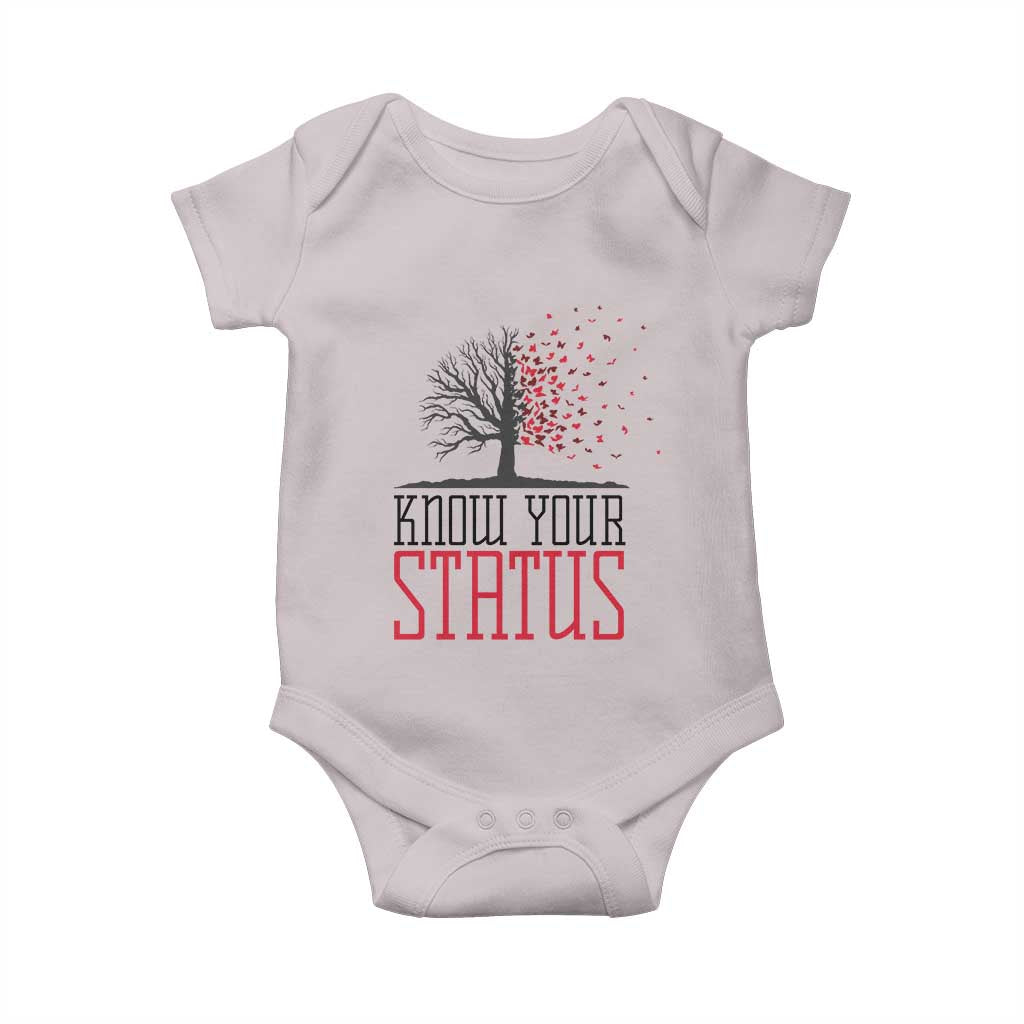 HIV Awareness Month Baby Onesie Know Your Status Prevention Support Gift TS12 Ice Gray Print Your Wear