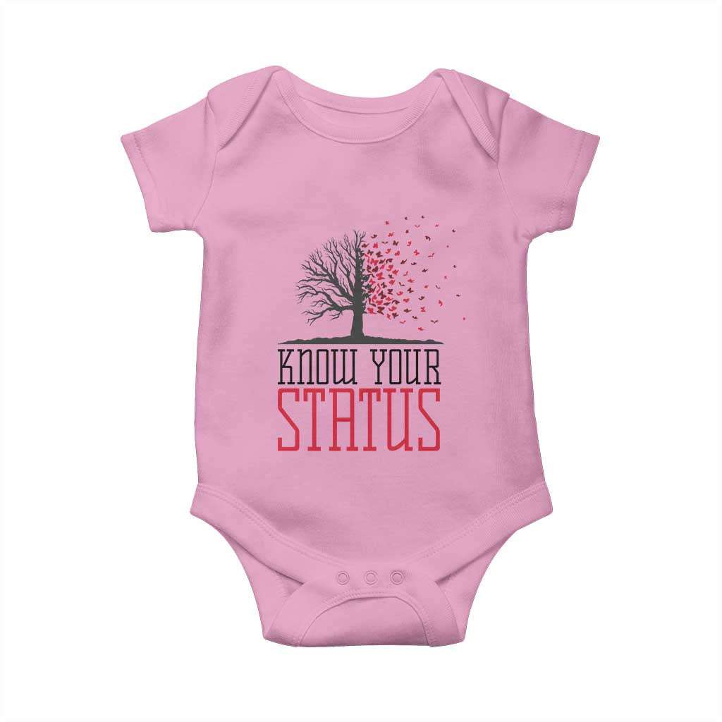 HIV Awareness Month Baby Onesie Know Your Status Prevention Support Gift TS12 Light Pink Print Your Wear