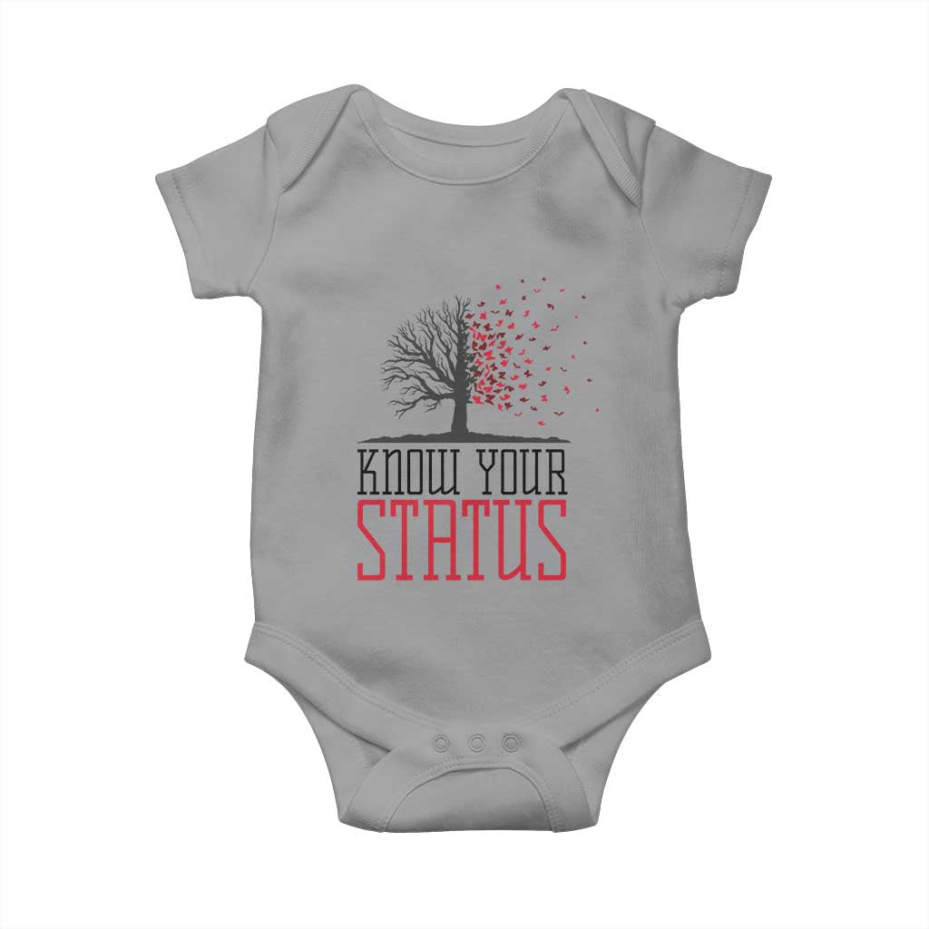 HIV Awareness Month Baby Onesie Know Your Status Prevention Support Gift TS12 Sport Gray Print Your Wear