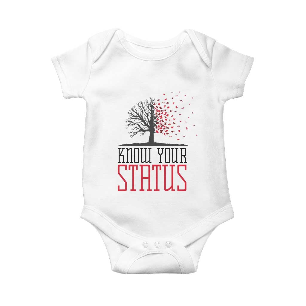 HIV Awareness Month Baby Onesie Know Your Status Prevention Support Gift TS12 White Print Your Wear