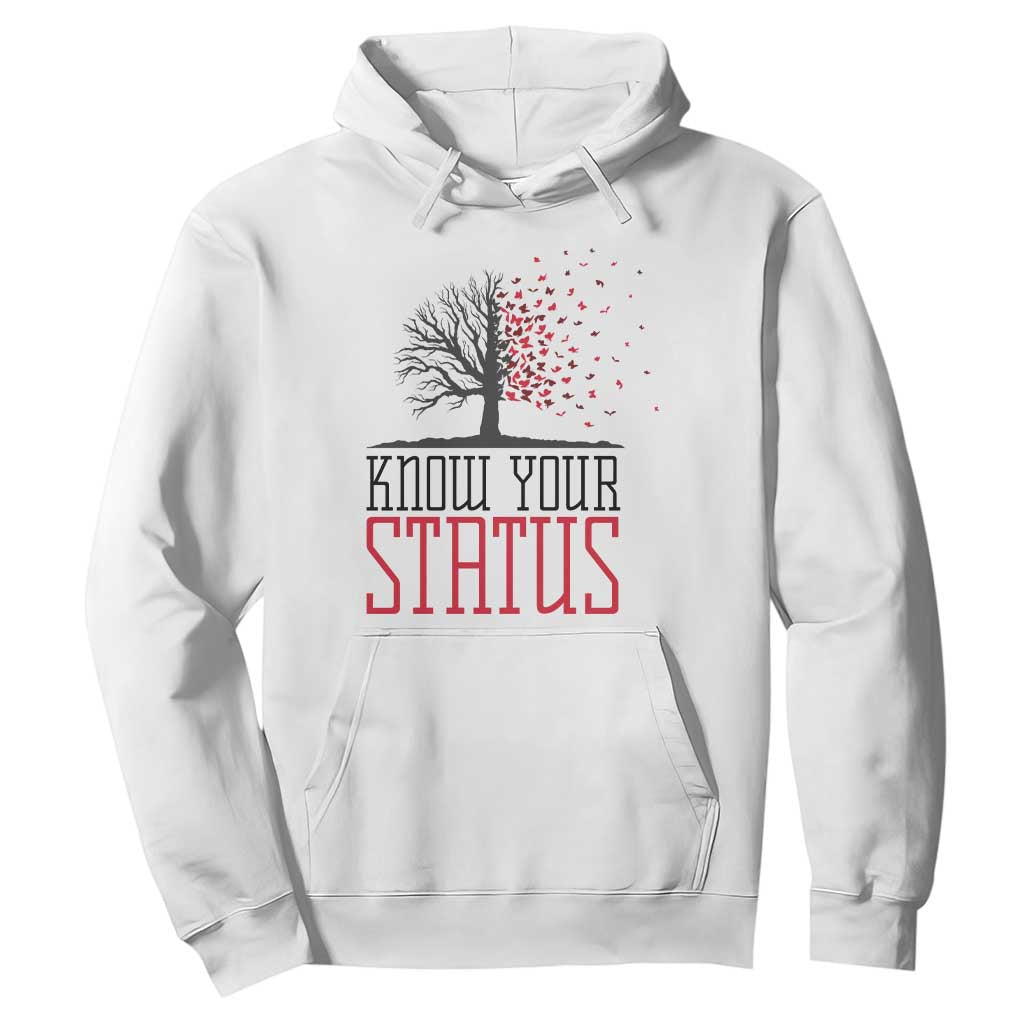 HIV Awareness Month Hoodie Know Your Status Prevention Support Gift TS12 White Print Your Wear