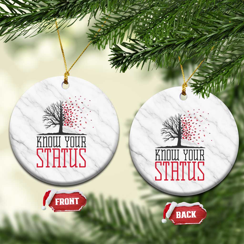 HIV Awareness Month Ceramic Ornament Know Your Status Prevention Support Gift TS12 1pc White Marble Print Your Wear